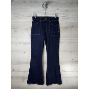 Michael Kors Jeans Womens 8 Dark Wash Flare Front Patch‎ Pockets Zip Fly Stretch